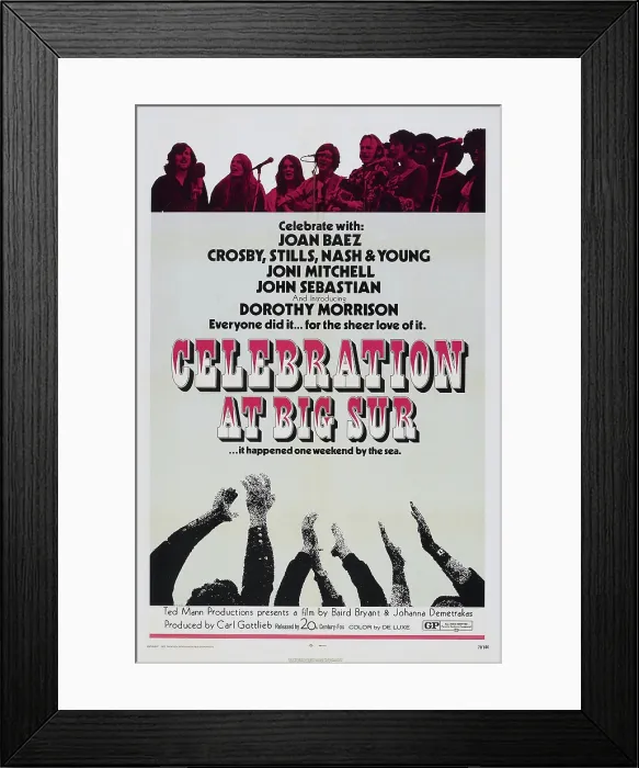 Framed Print : CELEBRATION AT BIG SUR, top from left: Graham Nash, Joni Mitchell, with guitars: John Sebastian, Stephen Stills, Joan Baez, 1971