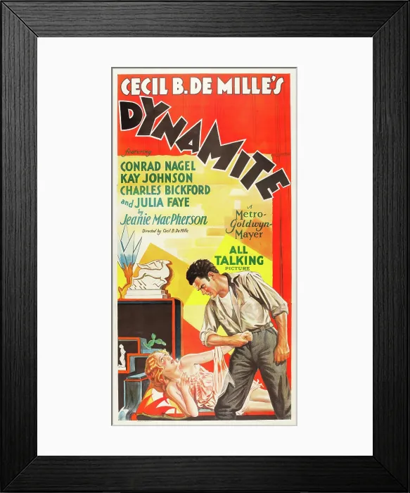 Framed Print : DYNAMITE, l-r: Kay Johnson, Conrad Nagel on US poster art, 1929