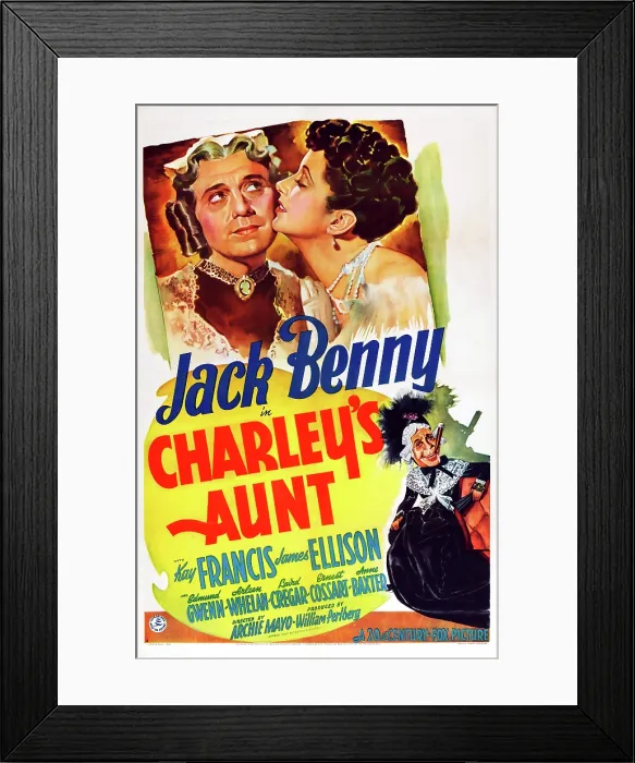 Framed Print : CHARLEY'S AUNT, US poster art, Jack Benny, Kay Francis, 1941. TM & Copyright 20th Century-Fox Film Corp. All rights reserved / courtesy Everett Collection