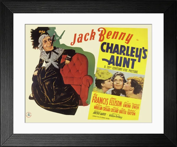 Framed Print : CHARLEY'S AUNT, Jack Benny, Anne Baxter, Arleen Whelan, 1941, TM and copyright 20th Century Fox Film Corp. All rights reserved  /  Courtesy: Everett Collection