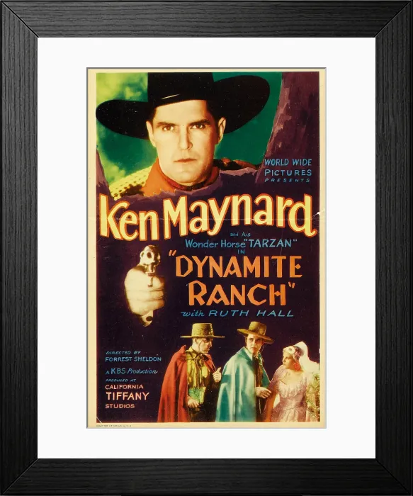 Framed Print : DYNAMITE RANCH, top: Ken Maynard on midget window card, 1932 Framed Print : DYNAMITE RANCH, top: Ken Maynard on midget window card, 1932
