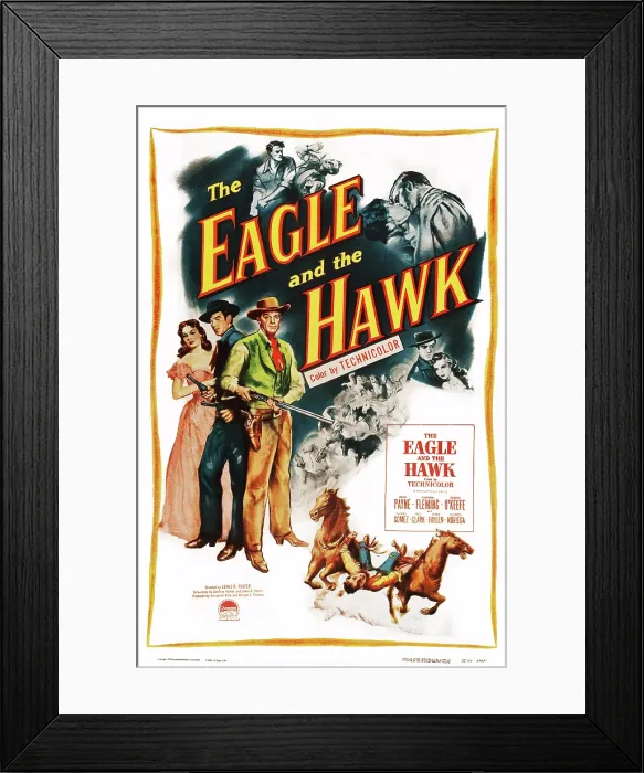 Framed Print : THE EAGLE AND THE HAWK, bottom l-r: Rhonda Fleming, John Payne, Dennis O'Keefe on poster art, 1950