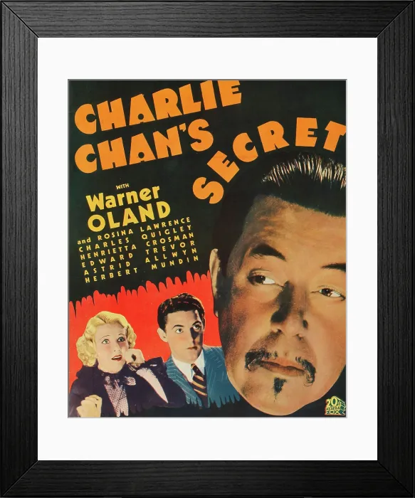 Framed Print : CHARLIE CHAN'S SECRET, poster, from left: Rosina Lawrence, Charles Quigley, Warner Oland, 1936. 20th Century-Fox Film Corporation, TM & Copyright / courtesy Everett Collection