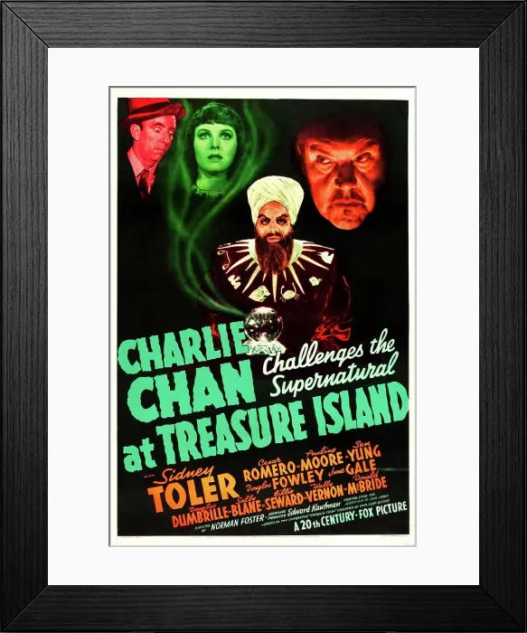 Framed Print : CHARLIE CHAN AT TREASURE ISLAND, US poster art, Sidney Toler Top right), 1939, TM and Copyright 20th Century-Fox Film Corp. All Rights Reserved. Courtesy: Everett Collection Framed Print : CHARLIE CHAN AT TREASURE ISLAND, US poster art, Sidney Toler Top right), 1939, TM and Copyright 20th Century-Fox Film Corp. All Rights Reserved. Courtesy: Everett Collection
