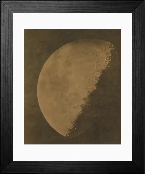 Framed Print : Phase of the Moon in a March 1851 photograph by John Adams Whipple. It is a salted paper print from a daguerreotype of the Moon