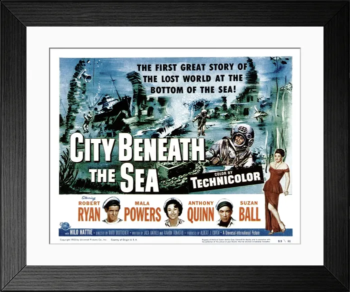 Framed Print : CITY BENEATH THE SEA, Robert Ryan, Mala Powers, Anthony Quinn, Suzan Ball, 1953