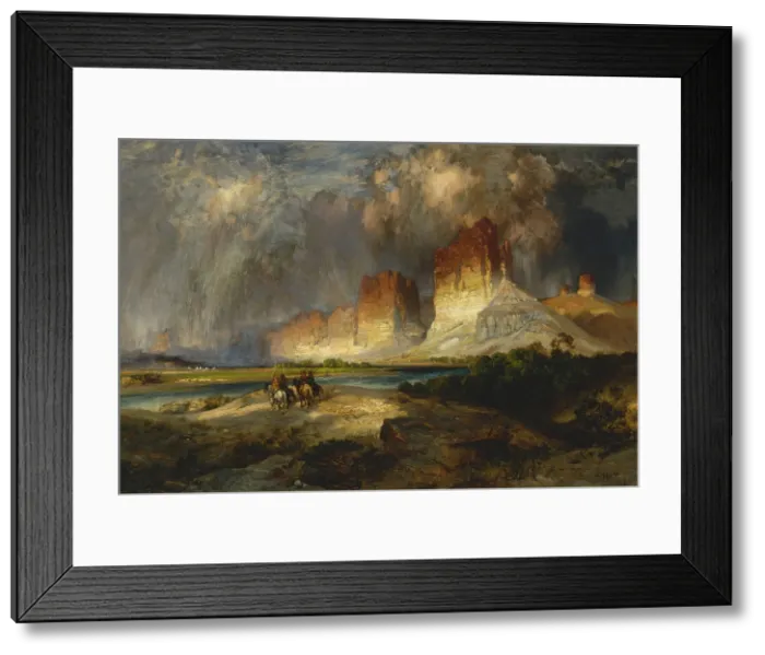 Framed Print : Cliffs of the Upper Colorado River, 1882, Wyoming Territory, by Thomas Moran, 1837-1926, American, landscape painting, oil on canvas