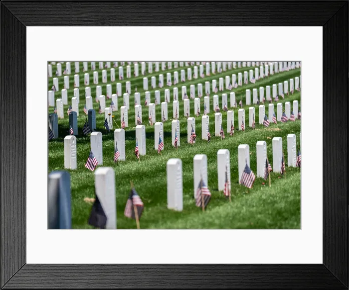 Framed Print : American flags at soldiers graves in Arlington National Cemetery on Memorial Day, May 30, 2022. (BSLOC_2022_5_22) Framed Print : American flags at soldiers graves in Arlington National Cemetery on Memorial Day, May 30, 2022. (BSLOC_2022_5_22)