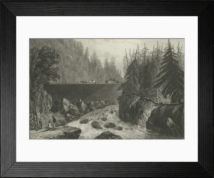 Framed Print : A canal boat is towed along an Erie Canal aqueduct, part of the lock complex at Little Falls, 70 miles west of Albany Framed Print : A canal boat is towed along an Erie Canal aqueduct, part of the lock complex at Little Falls, 70 miles west of Albany