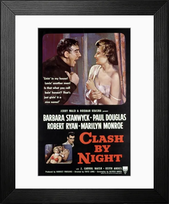 Framed Print : CLASH BY NIGHT, Paul Douglas, Barbara Stanwyck, Marilyn Monroe, Keith Andes, Robert Ryan, 1952 Framed Print : CLASH BY NIGHT, Paul Douglas, Barbara Stanwyck, Marilyn Monroe, Keith Andes, Robert Ryan, 1952