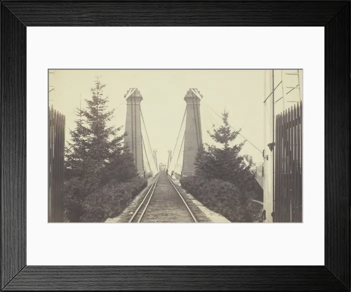 Framed Print : View of the supporting piers and railroad bed of the Niagara Falls Suspension Bridge, completed by John Roebling in 1855 Framed Print : View of the supporting piers and railroad bed of the Niagara Falls Suspension Bridge, completed by John Roebling in 1855