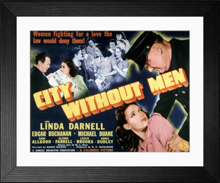 Framed Print : CITY WITHOUT MEN, Linda Darnell, 1943