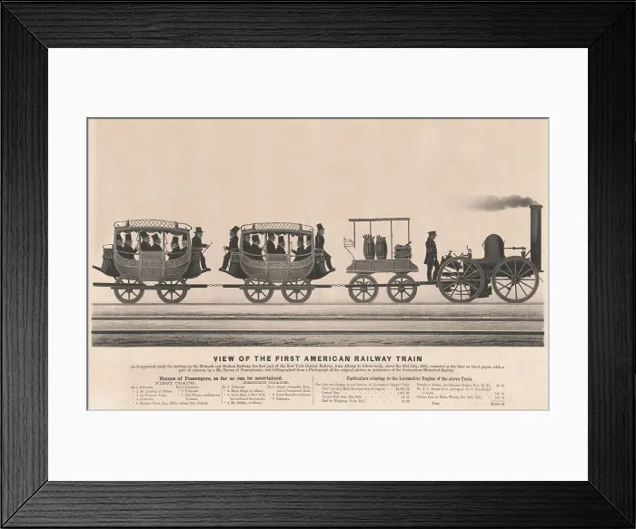 Framed Print : The first American railway, the Mohawk and Hudson Railway ran from Albany to Schenectady, July 31, 1832. It was the first part of the New York Central Railway