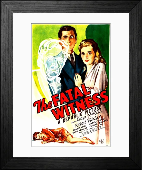 Framed Print : THE FATAL WITNESS, US poster, top center from left: Richard Fraser, Evelyn Ankers, 1945