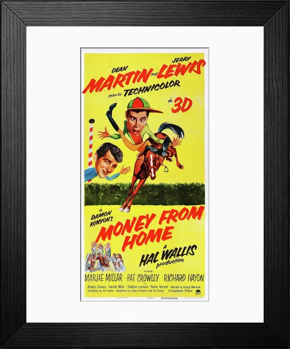 Framed Print : MONEY FROM HOME, l-r: Dean Martin, Jerry Lewis on poster art, 1954 Framed Print : MONEY FROM HOME, l-r: Dean Martin, Jerry Lewis on poster art, 1954