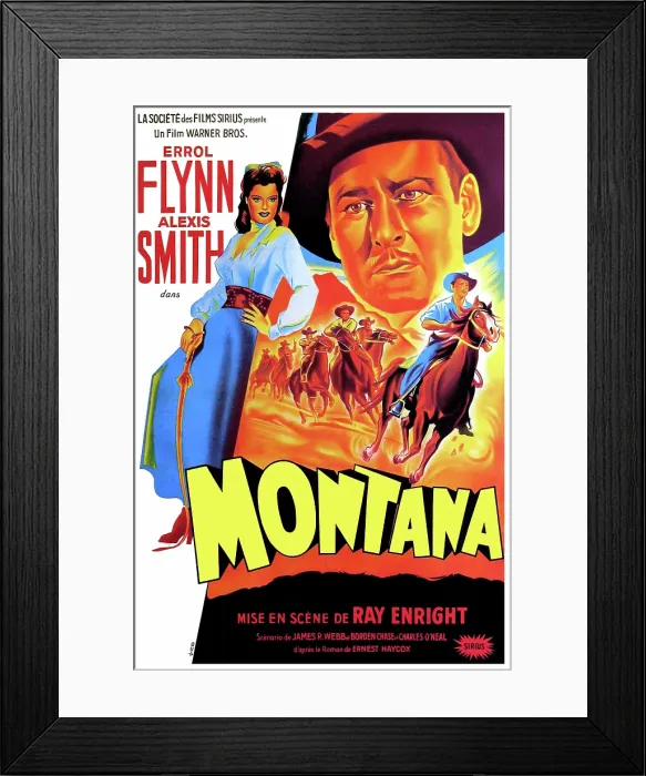 Framed Print : MONTANA, Alexis Smith, Errol Flynn, (French poster art), 1950 Framed Print : MONTANA, Alexis Smith, Errol Flynn, (French poster art), 1950
