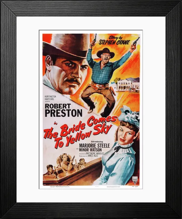 Framed Print : FACE TO FACE, US poster art, The Bride Comes to Yellow Sky segment; from top: Robert Preston, Minor Watson, Marjorie Steele, 1952