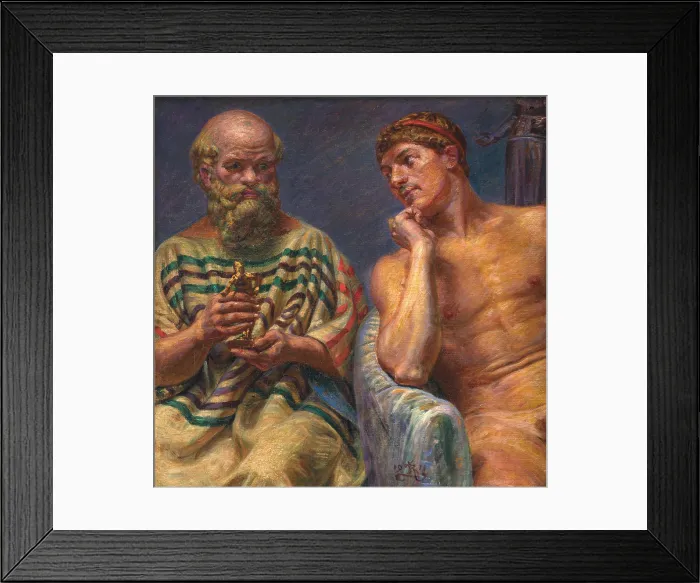 Framed Print : Socrates and Alcibiades, 1914, by Kristian Zahrtmann, 1843-1917, Danish painting, oil on canvas