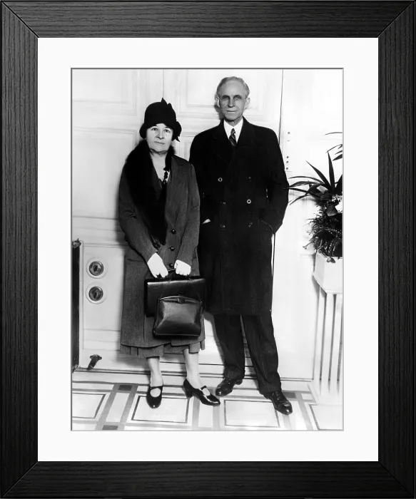 Framed Print : Clara Bryant Ford and Henry Ford arriving in New York City on the S.S. Majestic after a visit to England. 1928. Courtesy: CSU Archives / Everett Collection