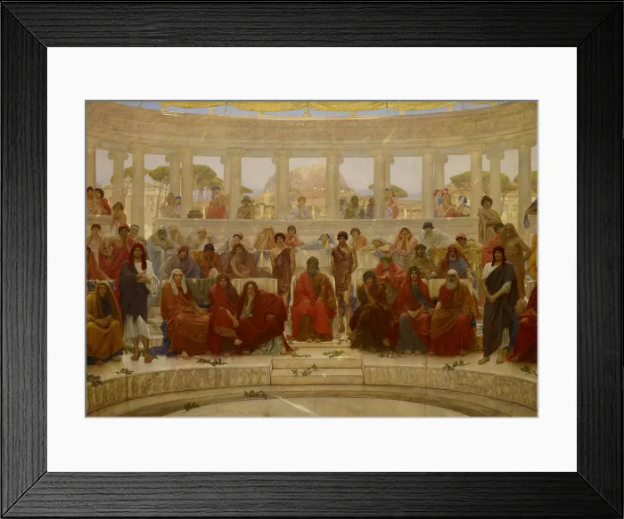 Framed Print : An Audience in Athens During Agamemnon, by Aeschylus, 1884, by Sir William Blake Richmond, 1842-1921, British, figurative painting, oil on canvas