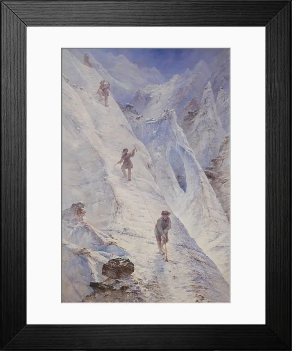 Framed Print : Alpine Climbers, 1869, by Elijah Walton, 1832-1880, British painting, oil on canvas. From 1862-1867 he painted many works depicting Alpine climbing. (BSLOC_2023_4_22)
