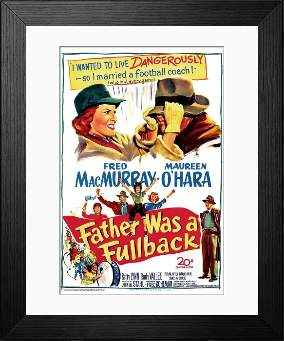 Framed Print : FATHER WAS A FULLBACK, US poster, top from left: Maureen O'Hara, Fred MacMurray, 1949. TM and copyright 20th Century Fox Film Corp