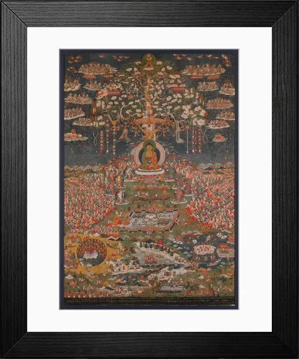 Framed Print : Amitabha, the Buddha of the Western Pure Land (Sukhavati), c. 1700, Central Tibet, painting, distemper with gold on cloth. Amitabha, Buddha of Eternal Life