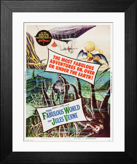 Framed Print : THE FABULOUS WORLD OF JULES VERNE, (aka THE DEADLY INVENTION), US poster art, 1958