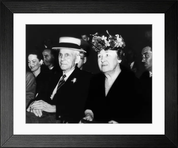 Framed Print : Henry Ford and Clara Bryant Ford, in attendance at a celebration honoring Mr. Ford's 83rd birthday. July 30, 1946. Courtesy: CSU Archives / Everett Collection