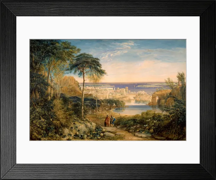 Framed Print : Carthage: Aeneas and Achates, 1825, by David Cox, 1783-1859, English watercolor painting. Achates accompanied Aeneas throughout his adventures Framed Print : Carthage: Aeneas and Achates, 1825, by David Cox, 1783-1859, English watercolor painting. Achates accompanied Aeneas throughout his adventures