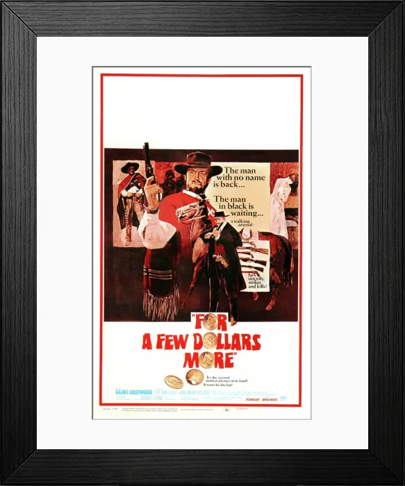 Framed Print : FOR A FEW DOLLARS MORE, center: Clint Eastwood, bottom: Lee Van Cleef, 1965