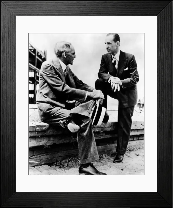 Framed Print : Henry Ford and his son, Edsel Ford, in front of the Ford Exhibition at the New York World's Fair. 1939. Courtesy: CSU Archives / Everett Collection