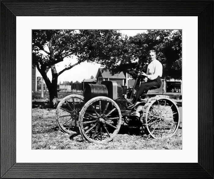 Framed Print : Henry Ford at the controls of one of his first tractors powered by a 1904 Model-B type engine. Near Dearborn, Michigan, 1908. Courtesy: CSU Archives / Everett Collection Framed Print : Henry Ford at the controls of one of his first tractors powered by a 1904 Model-B type engine. Near Dearborn, Michigan, 1908. Courtesy: CSU Archives / Everett Collection