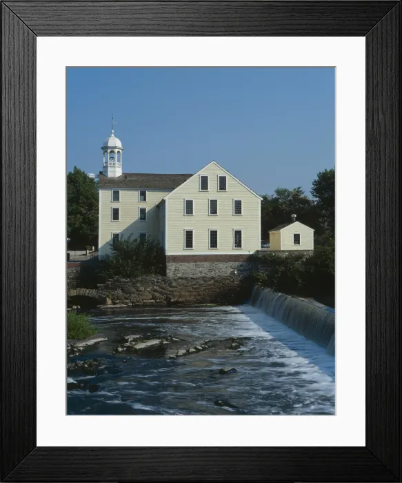 Framed Print : Slater Mill, Pawtucket, photographed in 1990. Cotton spinning continued until 1895, after which the mill was used for various industrial purposes until 1923 (BSLOC_2019_7_124)