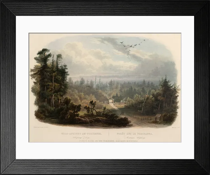 Framed Print : Road running through the Allegany Mountains of Eastern Pennsylvania in 1832