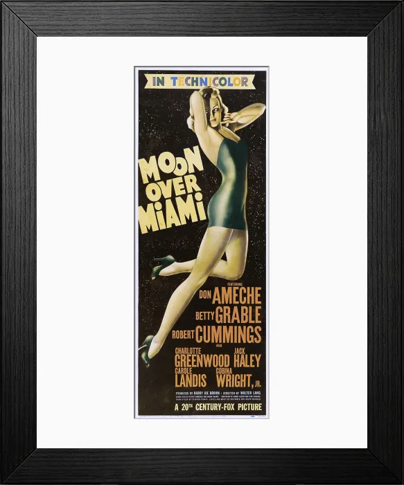 Framed Print : MOON OVER MIAMI, Betty Grable on insert poster, 1941, TM and Copyright 20th Century Fox Film Corp. All rights reserved. / courtesy Everett Collection