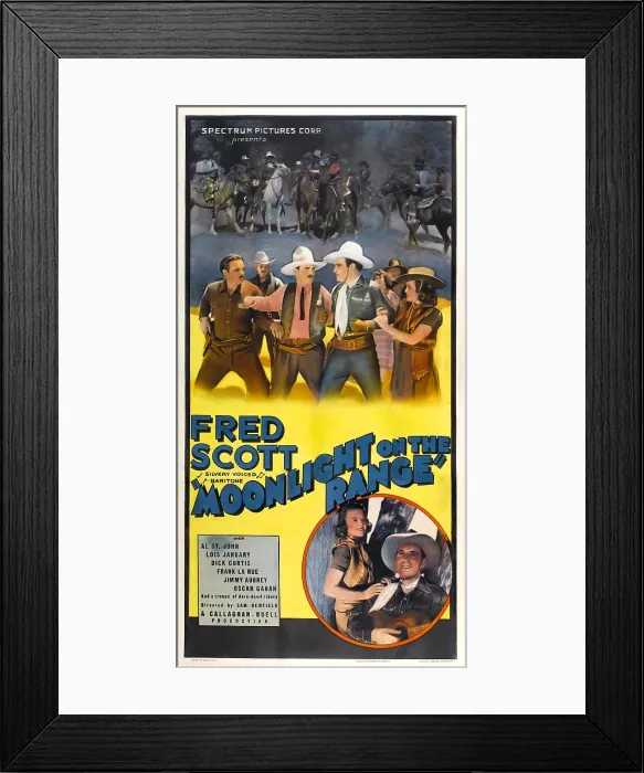 Framed Print : MOONLIGHT ON THE RANGE, top center right and bottom right: Fred Scott, 1937