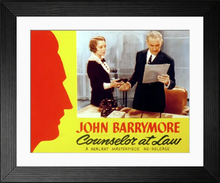 Framed Print : COUNSELLOR AT LAW, Bebe Daniels, John Barrymore, 1933
