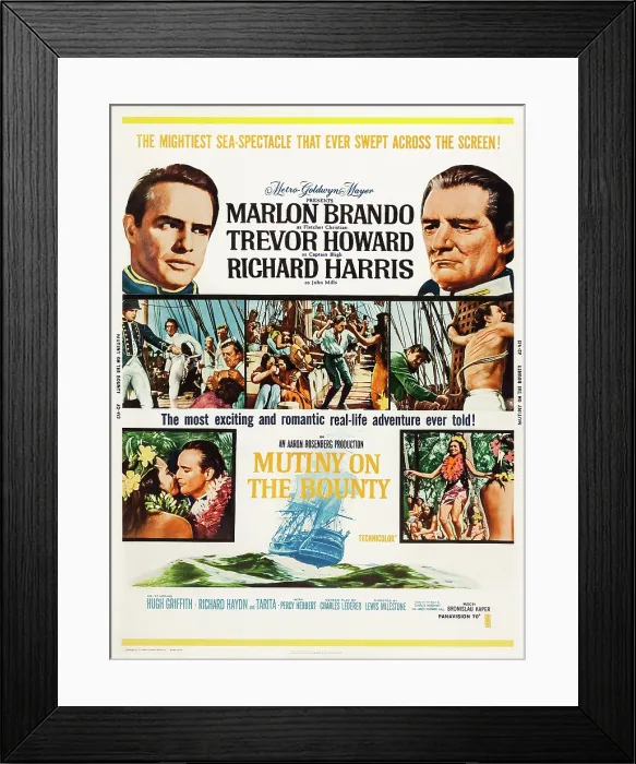 Framed Print : MUTINY ON THE BOUNTY, US poster art, top from left: Marlon Brando, Trevor Howard, 1962 Framed Print : MUTINY ON THE BOUNTY, US poster art, top from left: Marlon Brando, Trevor Howard, 1962