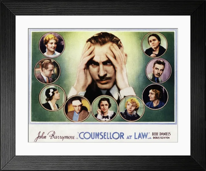 Framed Print : COUNSELLOR AT LAW, (center) John Barrymore, (clockwise from upper right), Malka Kornstein, Onslow Stevens, Doris Kenyon, Isabel Jewell, Bebe Daniels, Vincent Sherman, Mayo Methot Framed Print : COUNSELLOR AT LAW, (center) John Barrymore, (clockwise from upper right), Malka Kornstein, Onslow Stevens, Doris Kenyon, Isabel Jewell, Bebe Daniels, Vincent Sherman, Mayo Methot