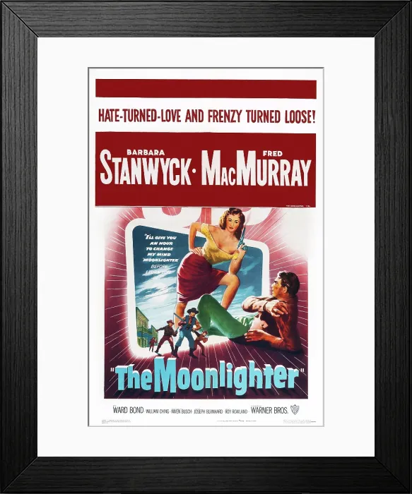 Framed Print : THE MOONLIGHTER, l-r: Barbara Stanwyck, Fred MacMurray on poster art, 1953