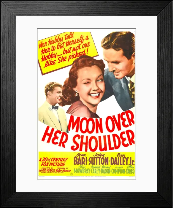 Framed Print : MOON OVER HER SHOULDER, US poster, from left: Dan Dailey, Jr. Lynn Bari, John Sutton, 1941. TM & Copyright 20th Century Fox Film Corp. / courtesy Everett Collection