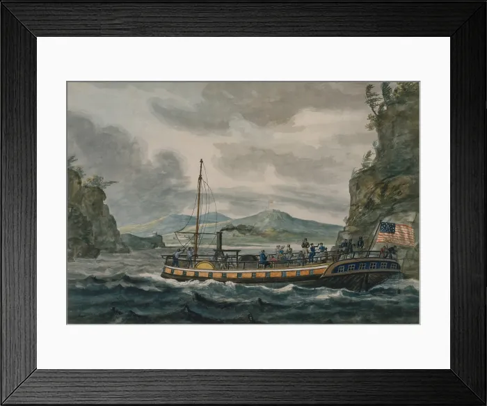 Framed Print : Early passenger steamboat travel on the Hudson River, 1811-1813. Watercolor by Pavel Petrovich Svinin (BSLOC_2019_7_112)