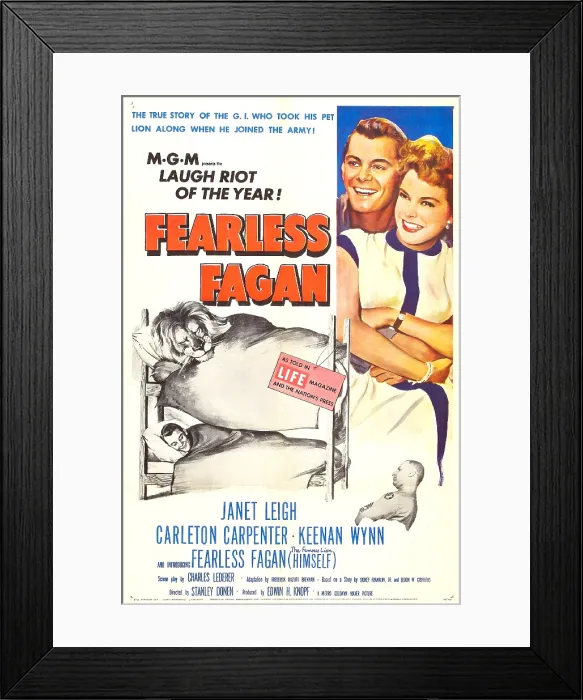 Framed Print : FEARLESS FAGAN, US poster, right from top: Carleton Carpenter, Janet Leigh, Keenan Wynn, 1952