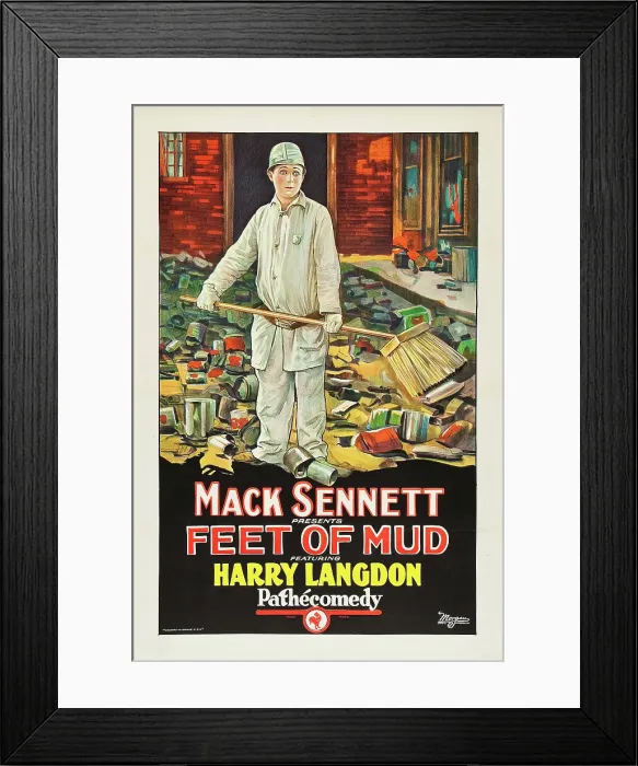 Framed Print : FEET OF MUD, Harry Langdon on poster art, 1924