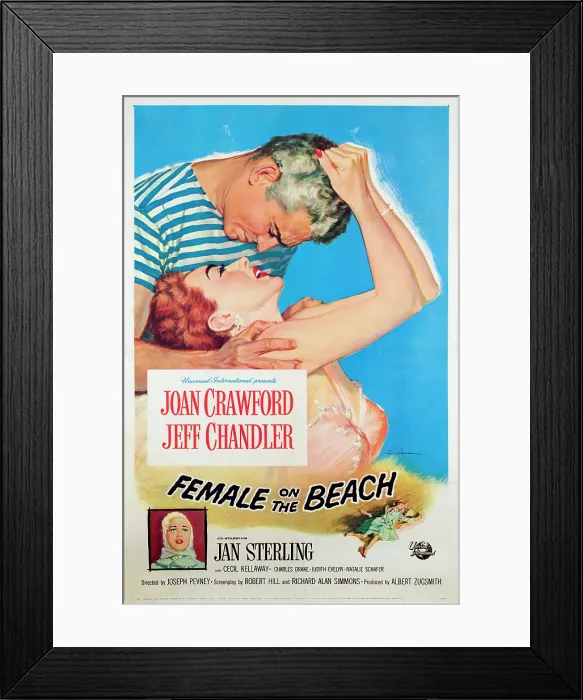 Framed Print : FEMALE ON THE BEACH, Jeff Chandler, Joan Crawford, Jan Sterling, 1955