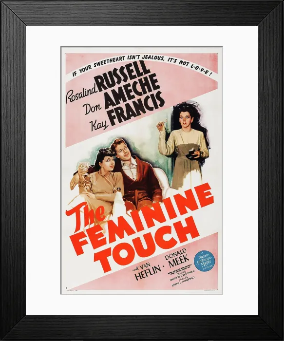 Framed Print : THE FEMININE TOUCH, US poster, from left: Kay Francis, Don Ameche, Rosalind Russell, 1941 Framed Print : THE FEMININE TOUCH, US poster, from left: Kay Francis, Don Ameche, Rosalind Russell, 1941