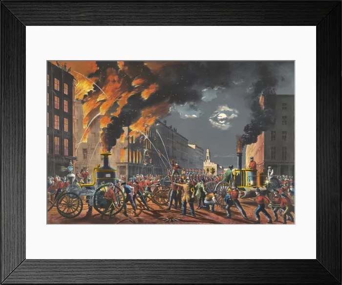 Framed Print : The Life of a Fireman: The New Era. Steam and Muscle, 1861