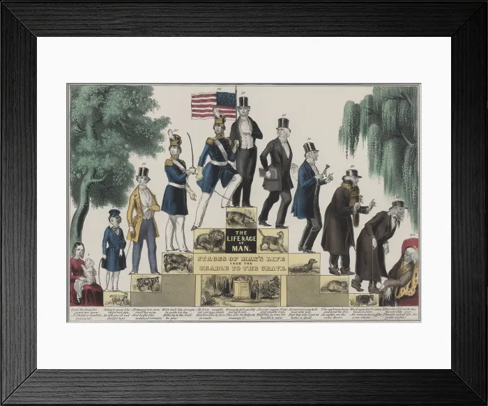 Framed Print : The Life and Age of Man, Stages of Man's Life from the Cradle to the Grave, ca. 1848 Framed Print : The Life and Age of Man, Stages of Man's Life from the Cradle to the Grave, ca. 1848