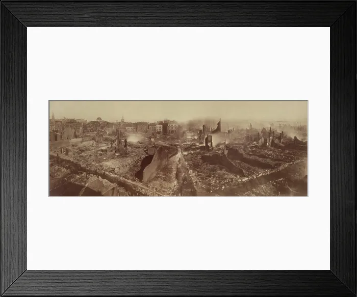 Framed Print : Boston in ruins after the great fire of November 9th & 10th, 1872. The fire burnt uncontrolled through 65 acres of mostly commercial buildings